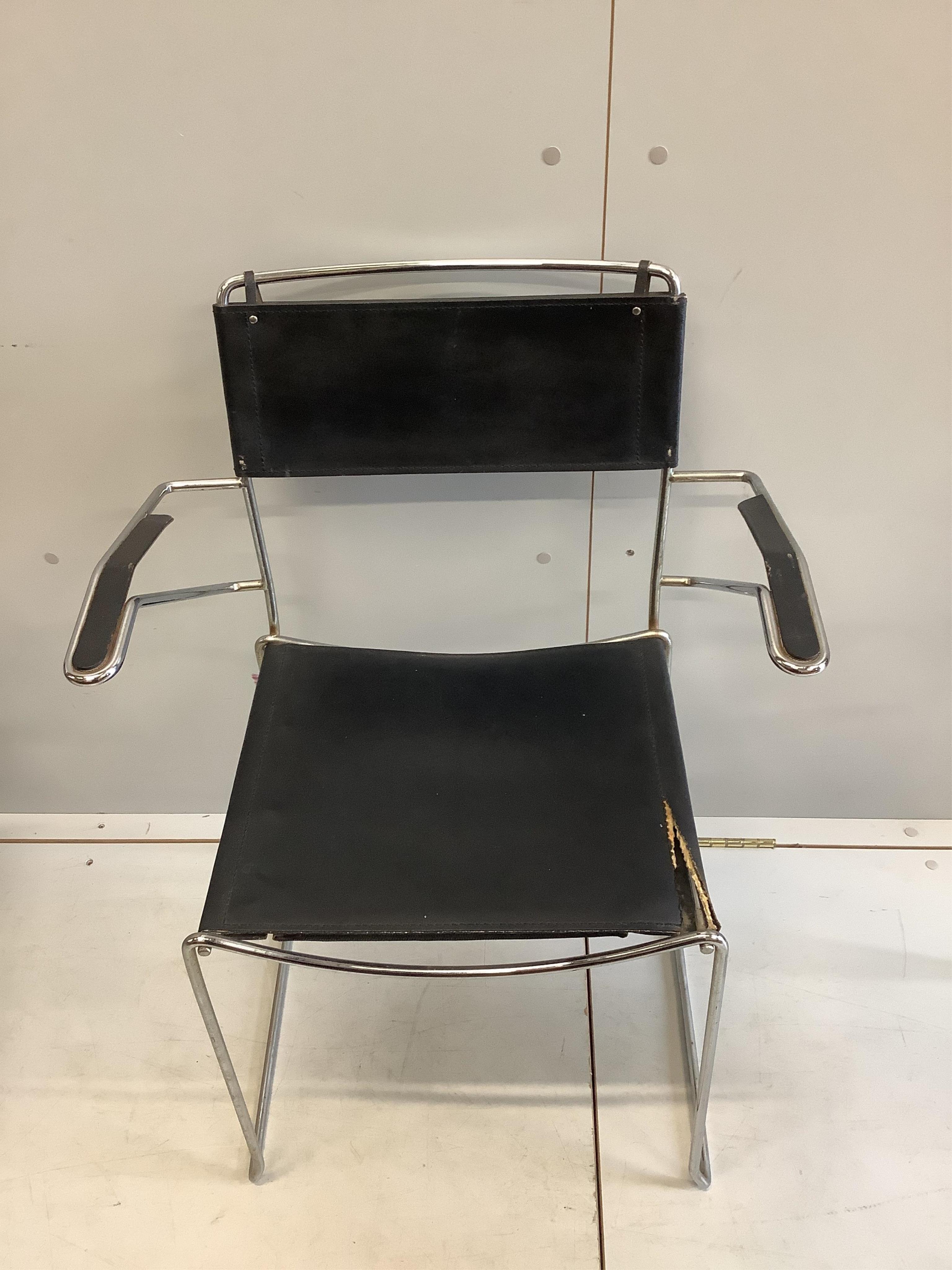 Four vintage Italian Giandomenico Belotti dining chairs, width 37cm, depth 39cm, height 81cm